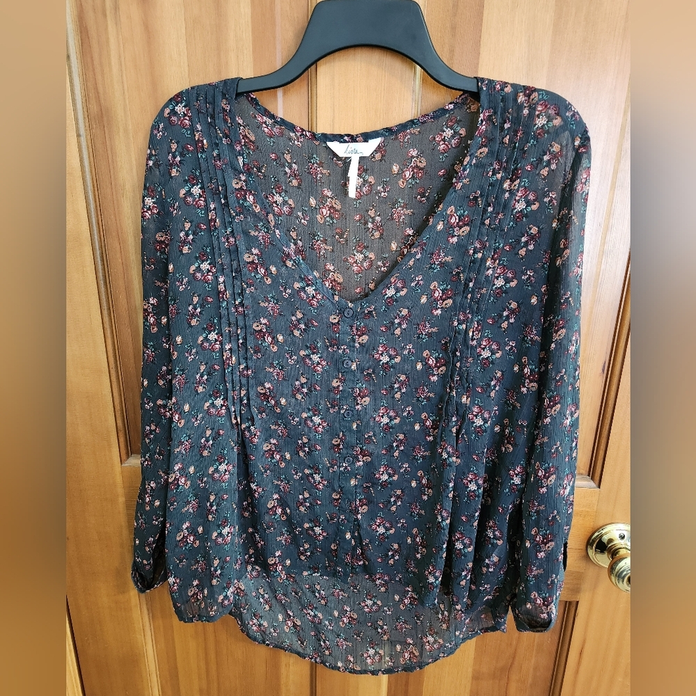KIRRA Floral Blouse, sheer, size L